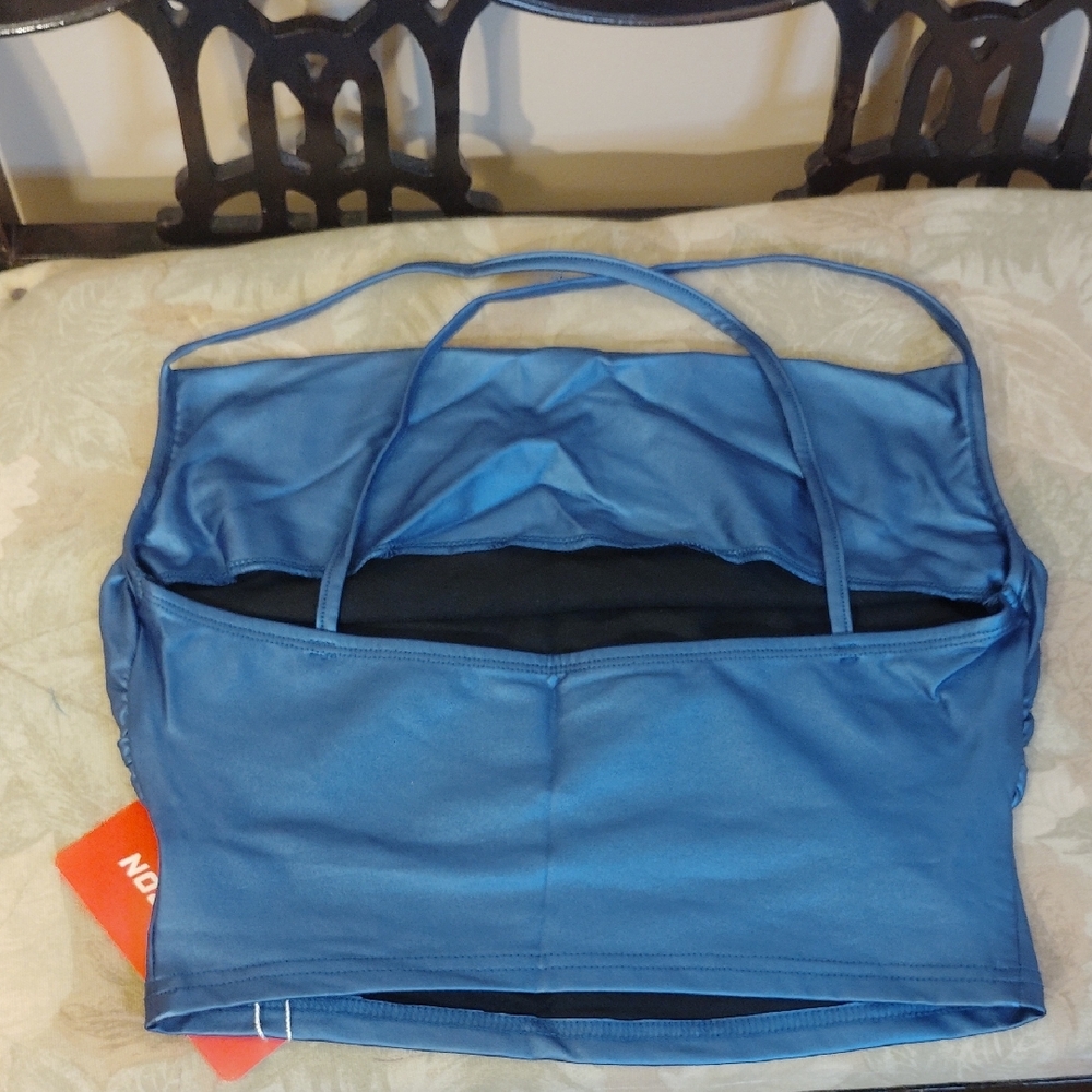 Sleek Blue Satin Cami Top - Picture 3 of 6